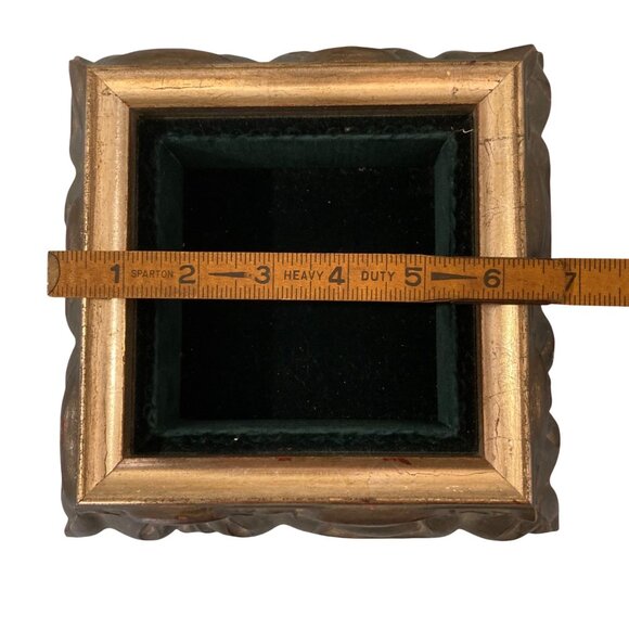 Victorian Style Decorative Box With Embossed Design And Gold Accents - Picture 9 of 10